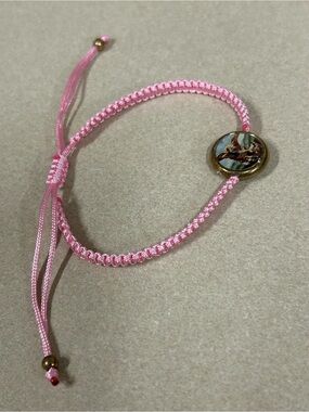 Pink Braided Cord Bracelet with Religious Medal